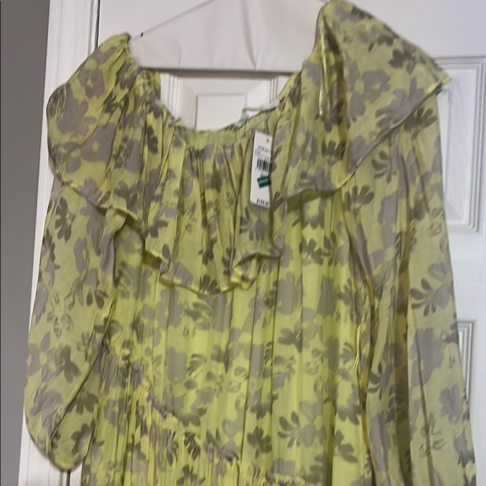 Floral Yellow and Gray Dress